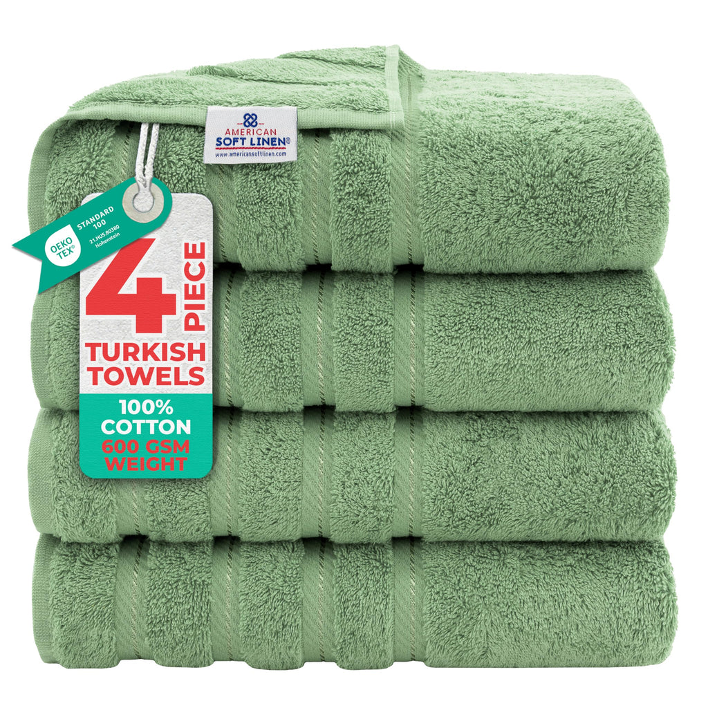 American Soft Linen Luxury 6 Piece Towel Set, 2 Bath Towels 2 Hand Towel 2 Washcloths, 600 GSM 100% Cotton Turkish Towels for Bathroom, Black Towel Sets
