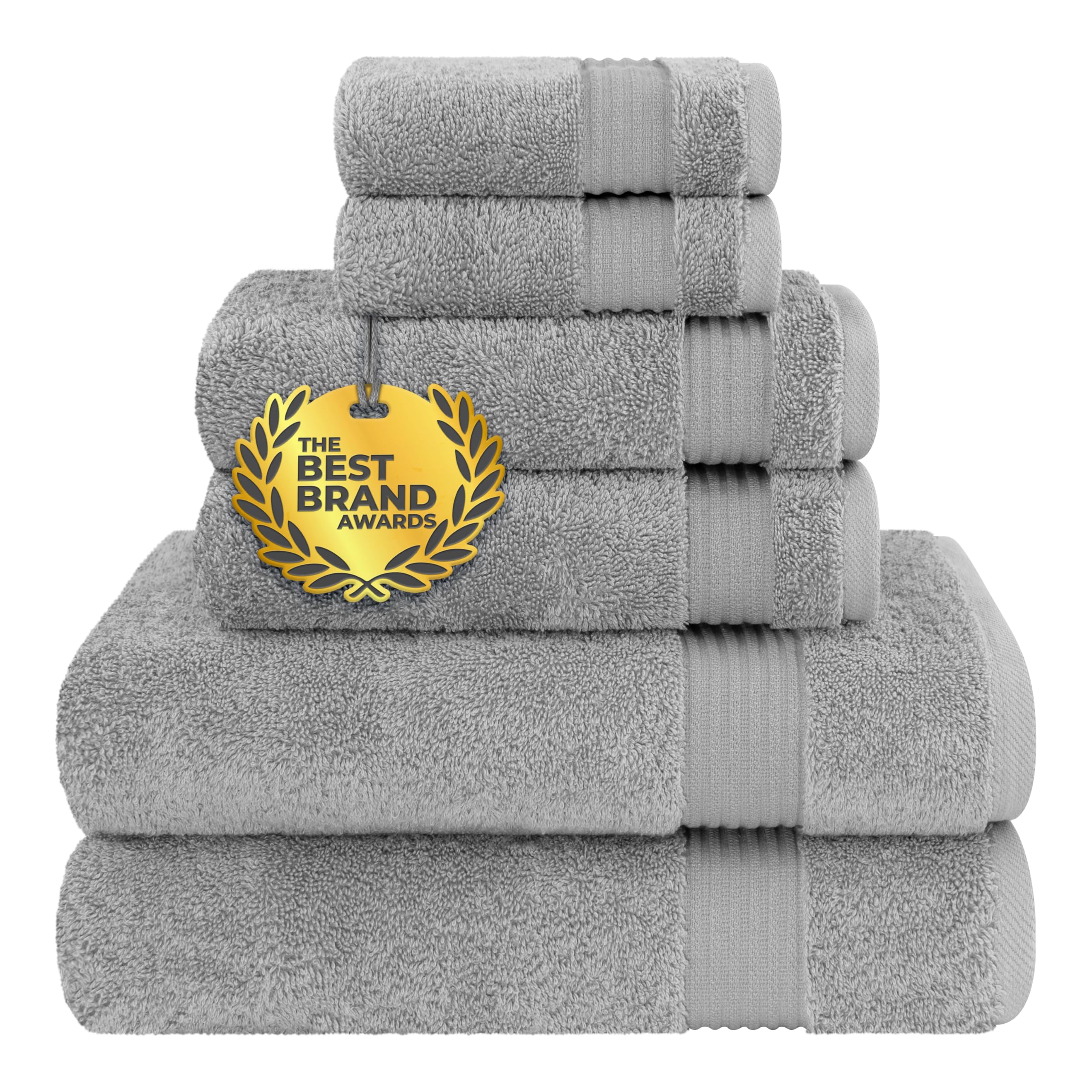 Cotton Paradise 100% Cotton Turkish Towel Set, Soft Absorbent Quick Dry, 6 Piece Towel Set, Snow White