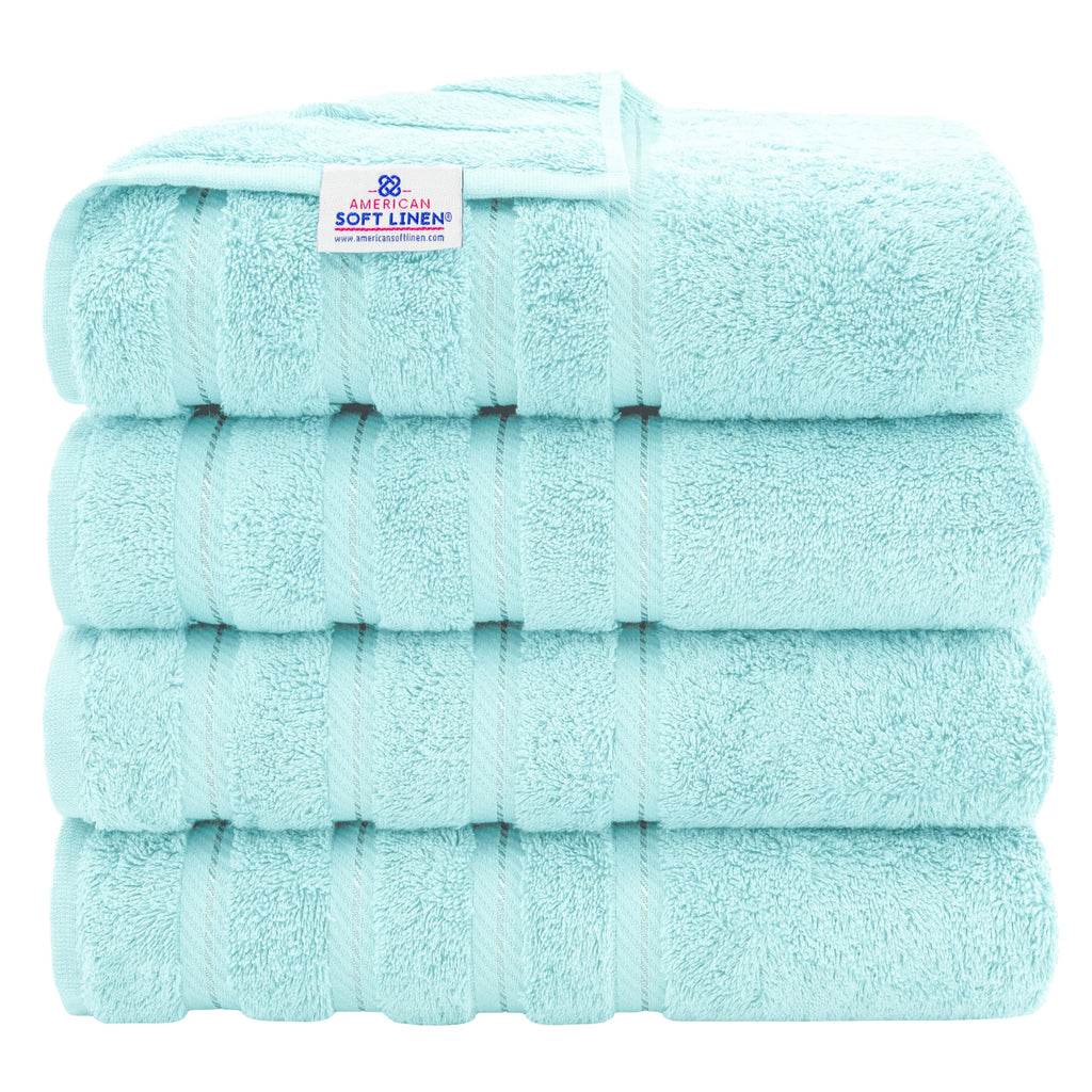 American Soft Linen Luxury 4 Piece Bath Towel Set, 600 GSM 100% Cotton Turkish Bath Towels for Bathroom, 27x54 in Large Bathroom Shower Towels, Dark Gray