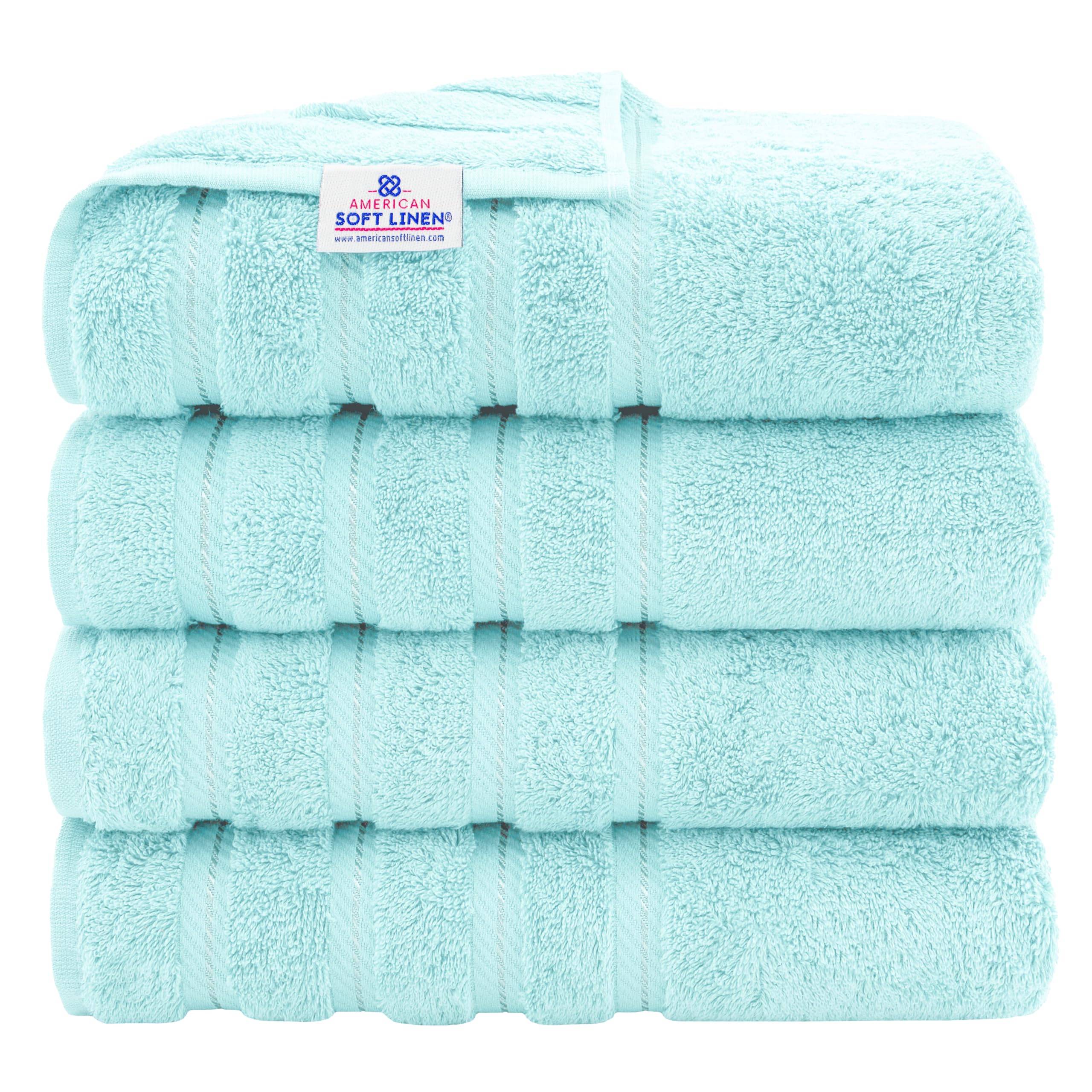 American Soft Linen Luxury 6 Piece Towel Set, 2 Bath Towels 2 Hand Towel 2 Washcloths, 600 GSM 100% Cotton Turkish Towels for Bathroom, Light Grey Towel Sets