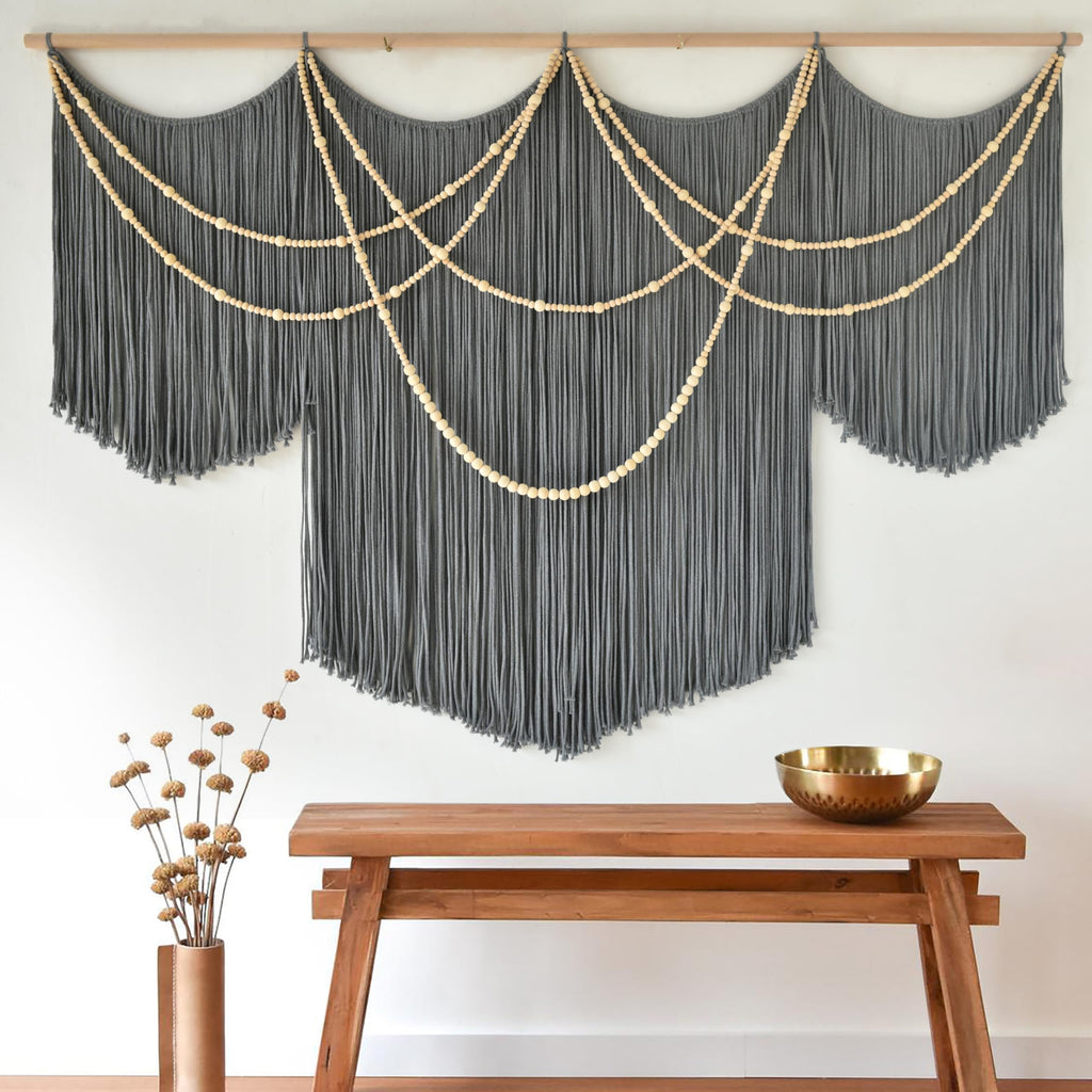 Flber Large Tie-Dye Macrame Wall Hanging Tapestry 57"×35", Boho Home Wall Decor