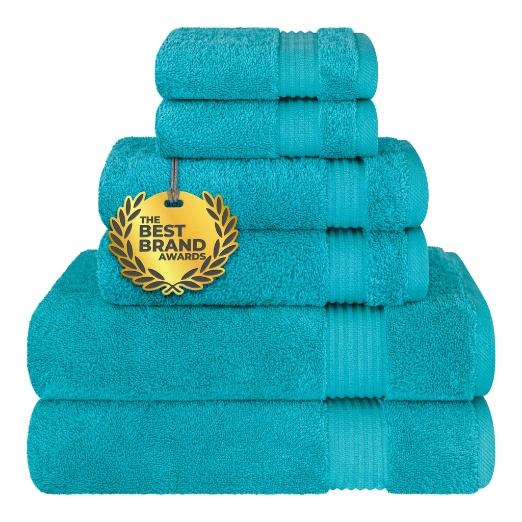 Cotton Paradise 100% Cotton Turkish Towel Set, Soft Absorbent Quick Dry, 6 Piece Towel Set, Snow White
