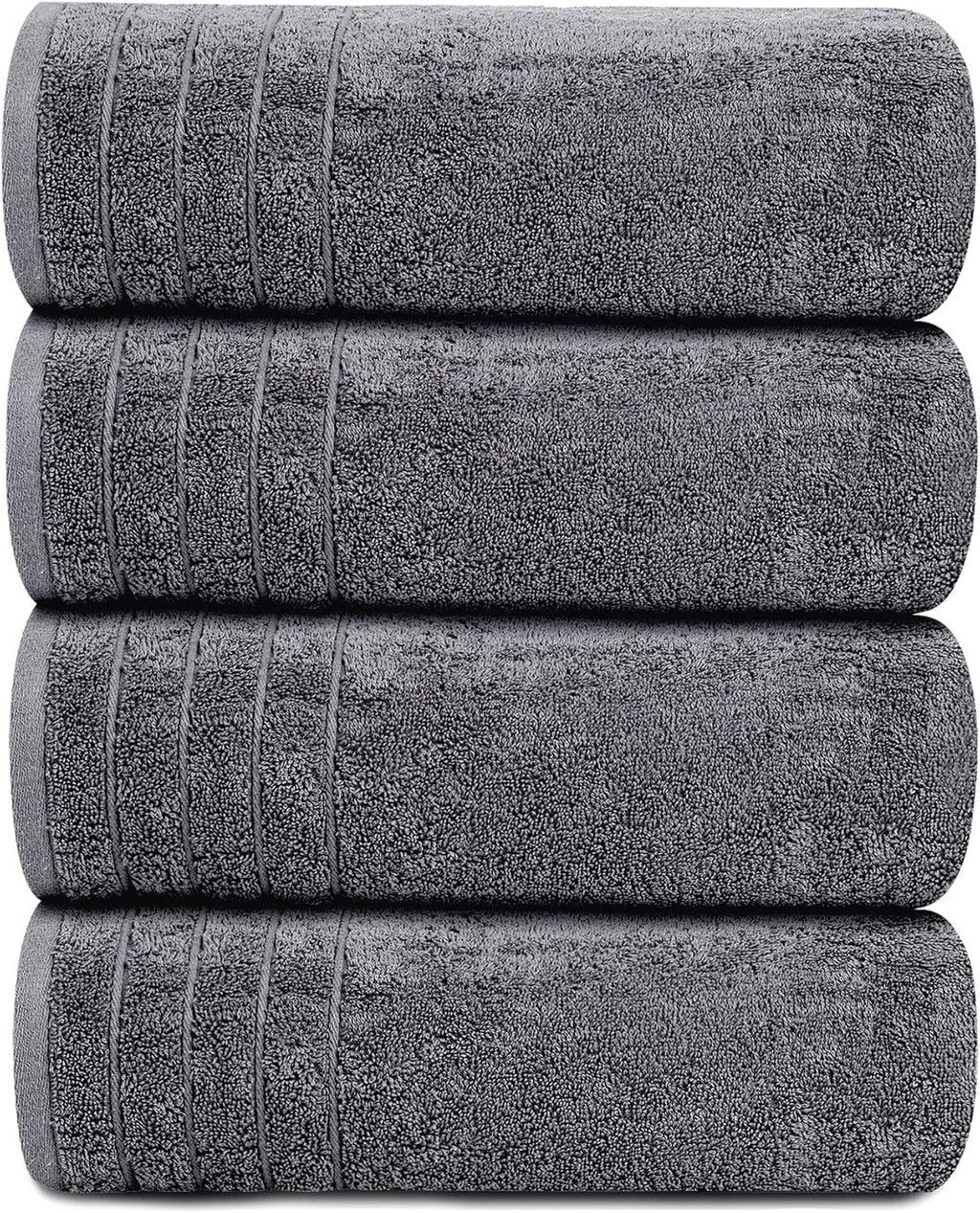 Tens Towels 4 Pack Dark Grey 100% Cotton Extra Large Bath Towels 30×60 Inch Quick Dry Soft Towels