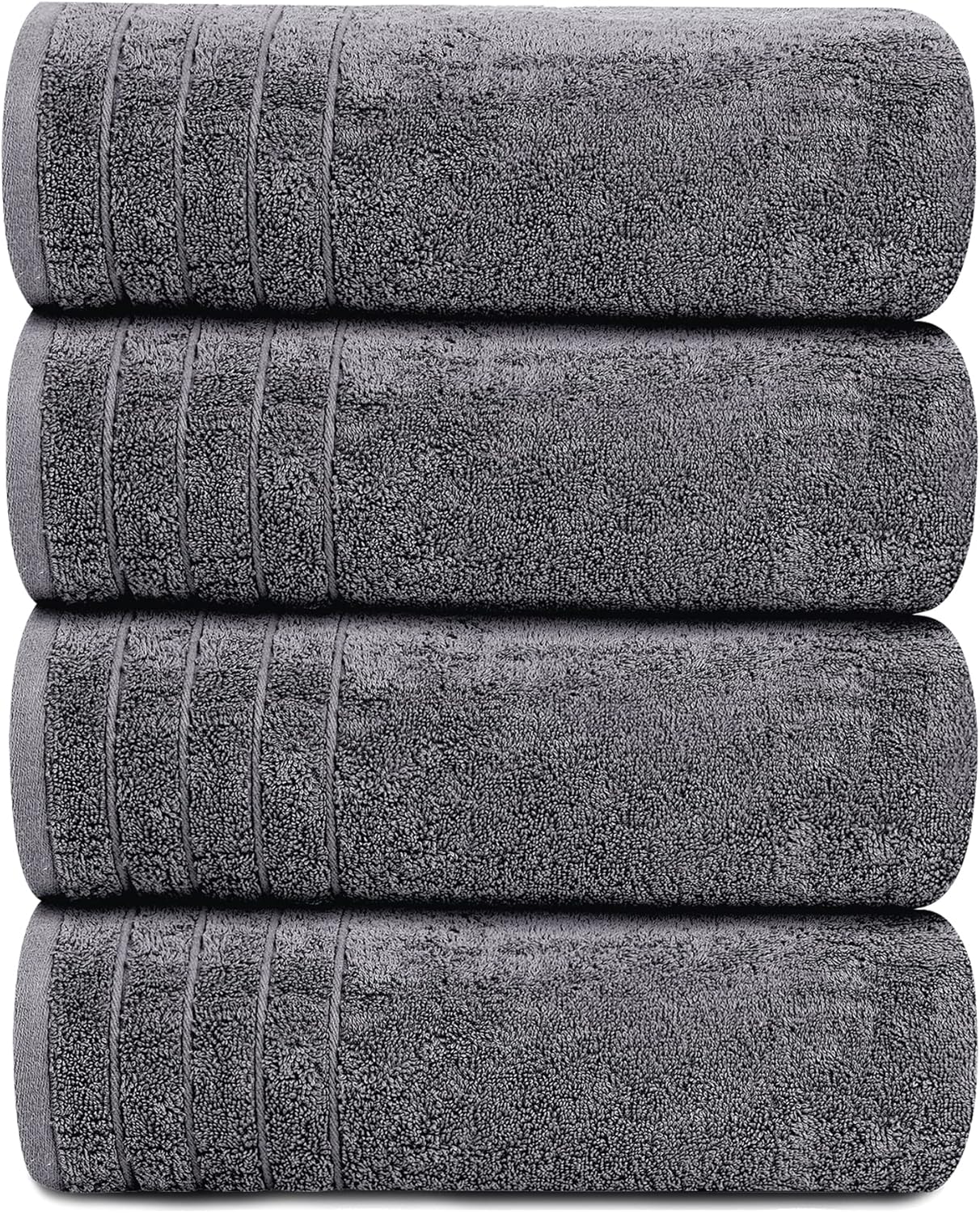 Tens Towels 4 Pack Dark Grey 100% Cotton Extra Large Bath Towels 30×60 Inch Quick Dry Soft Towels