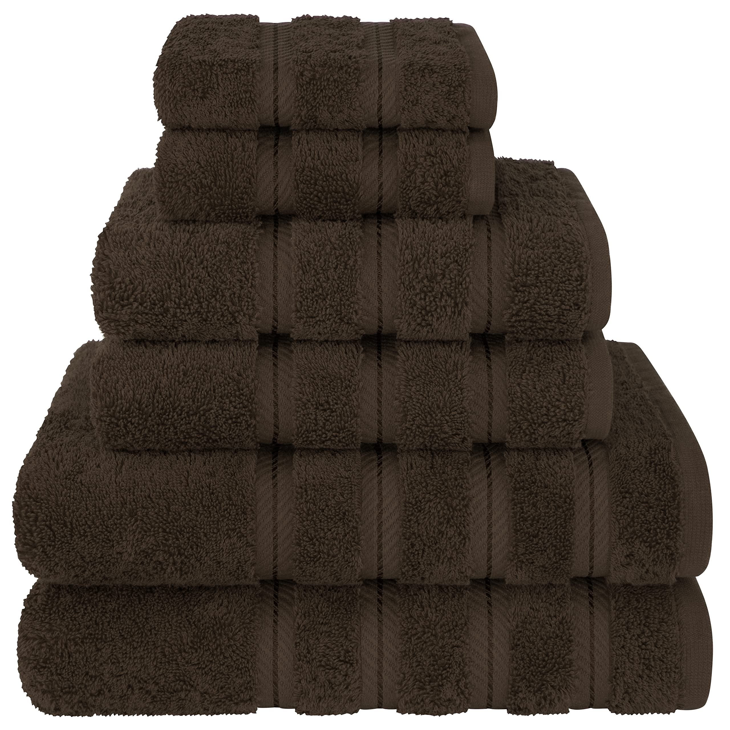 American Soft Linen Luxury 6 Piece Towel Set, 2 Bath Towels 2 Hand Towel 2 Washcloths, 600 GSM 100% Cotton Turkish Towels for Bathroom, Light Grey Towel Sets