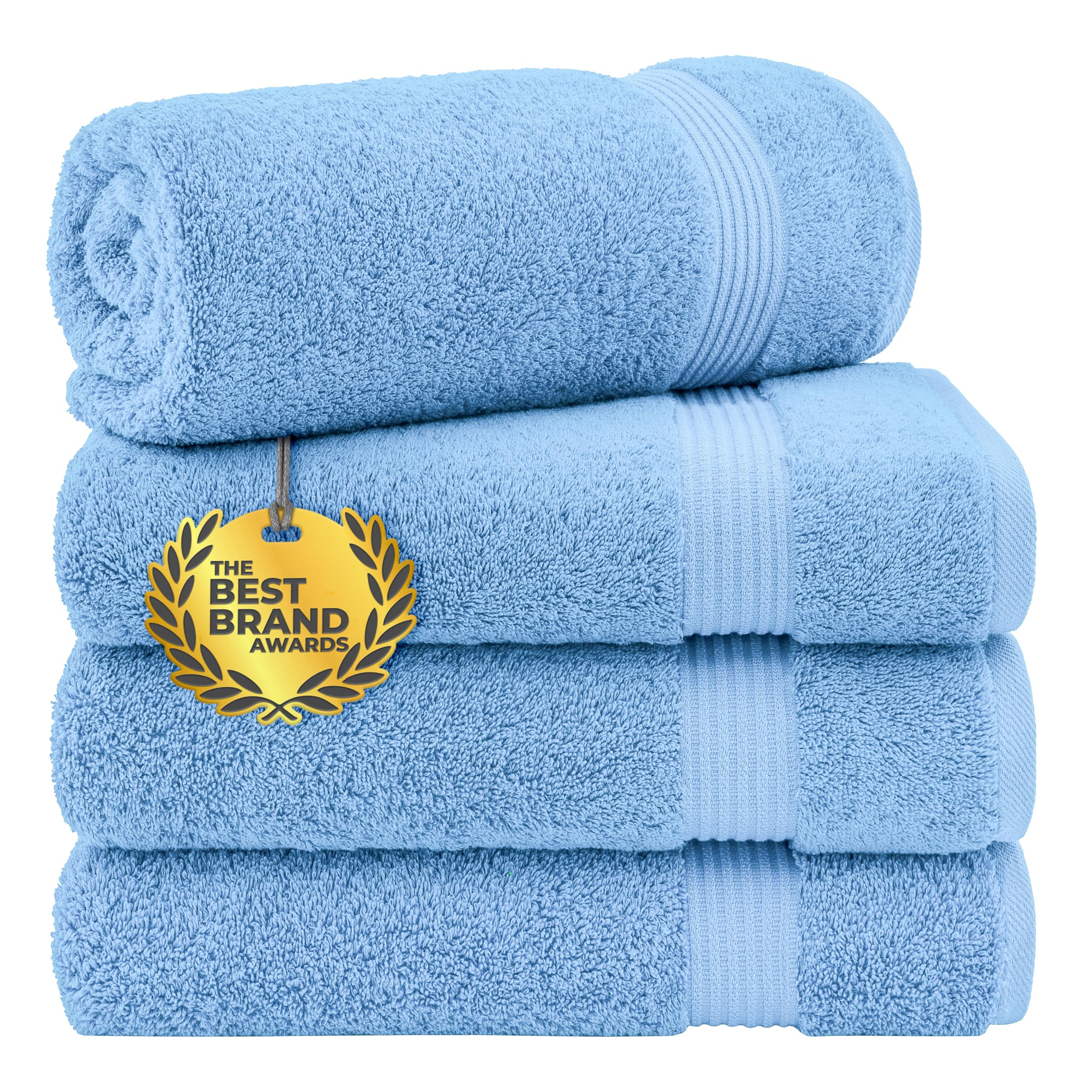 Cotton Paradise 100% Cotton Turkish Towel Set, Soft Absorbent Quick Dry, 6 Piece Towel Set, Snow White