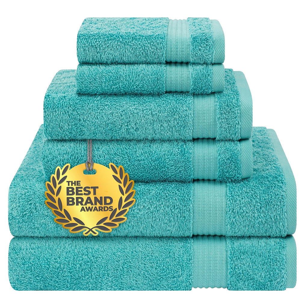 Cotton Paradise 100% Cotton Turkish Towel Set, Soft Absorbent Quick Dry, 6 Piece Towel Set, Snow White