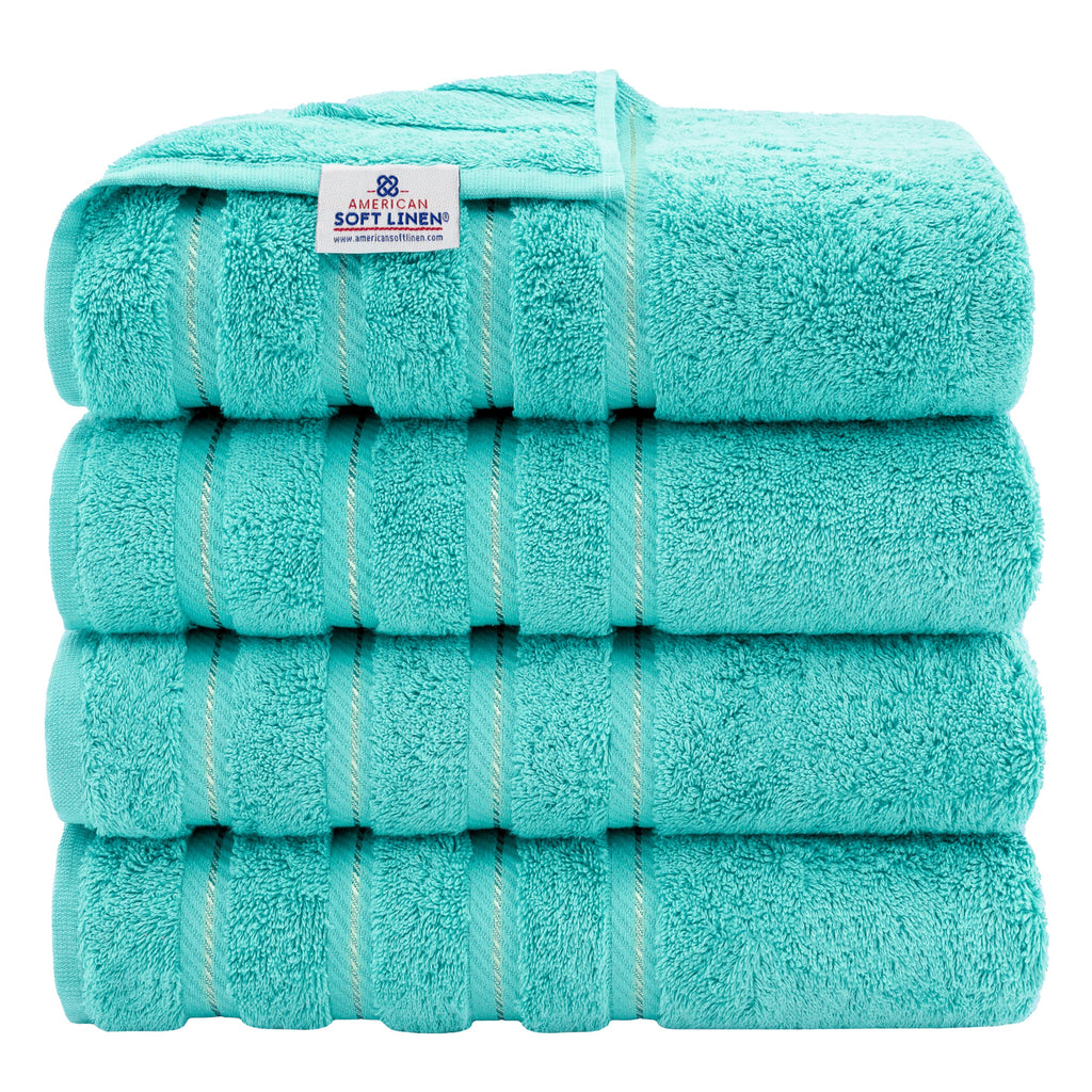 American Soft Linen Luxury 4 Piece Bath Towel Set, 600 GSM 100% Cotton Turkish Bath Towels for Bathroom, 27x54 in Large Bathroom Shower Towels, Dark Gray